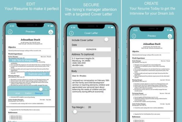 resume builder on iphone
